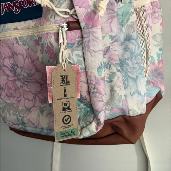 Jansport Floral Backpack - Pink and Blue - Picture 4 of 10
